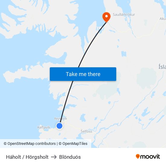 Háholt / Hörgsholt to Blönduós map