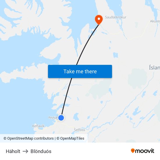 Háholt to Blönduós map