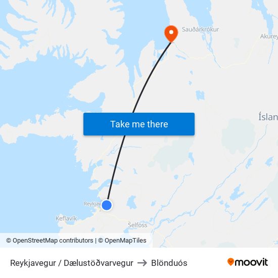 Reykjavegur / Dælustöðvarvegur to Blönduós map