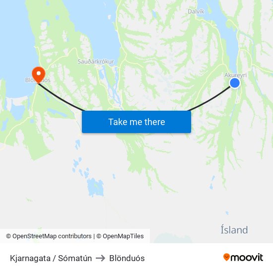 Kjarnagata / Sómatún to Blönduós map