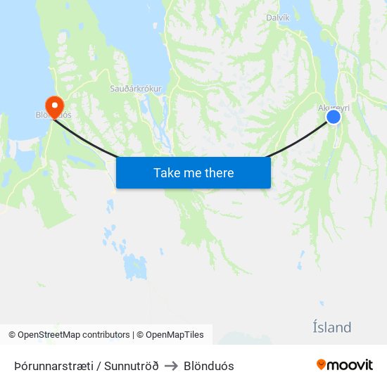 Þórunnarstræti / Sunnutröð to Blönduós map