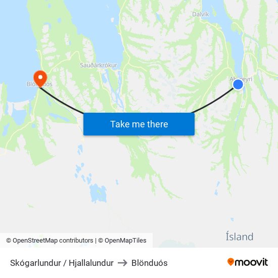 Skógarlundur / Hjallalundur to Blönduós map