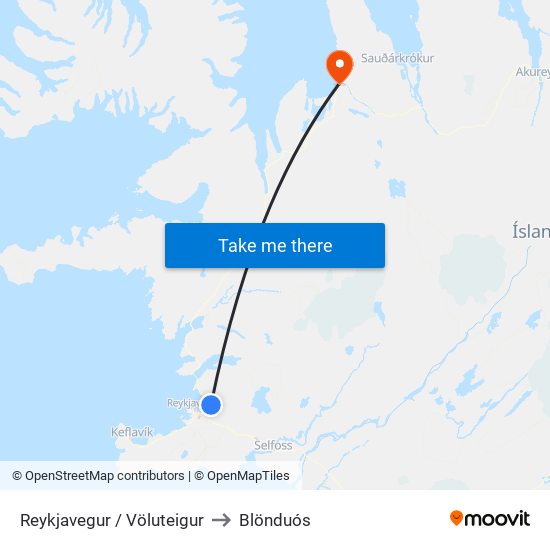 Reykjavegur / Völuteigur to Blönduós map