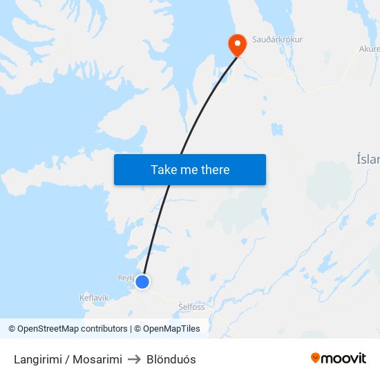 Langirimi / Mosarimi to Blönduós map