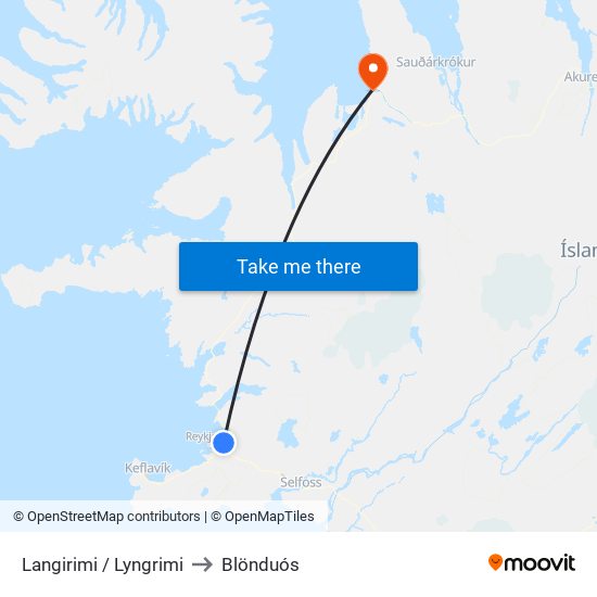 Langirimi / Lyngrimi to Blönduós map