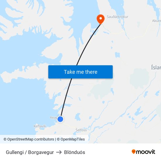 Gullengi / Borgavegur to Blönduós map