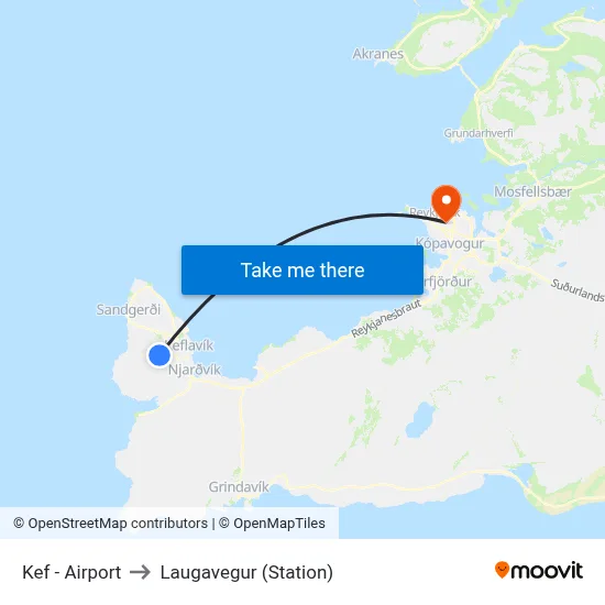 Kef Komur / Arrivals to Laugavegur (Station) map