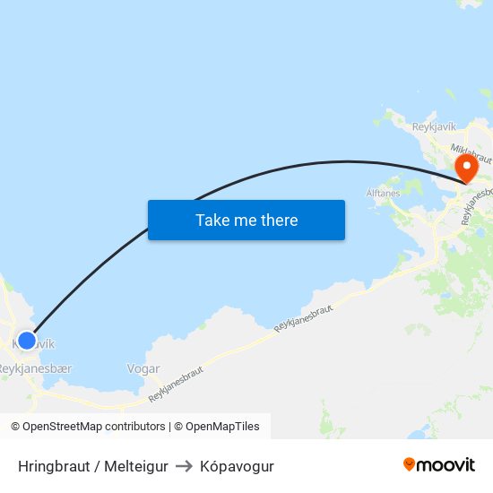 Hringbraut / Melteigur to Kópavogur map