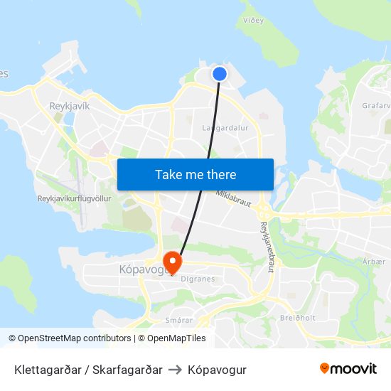 Klettagarðar / Skarfagarðar to Kópavogur map