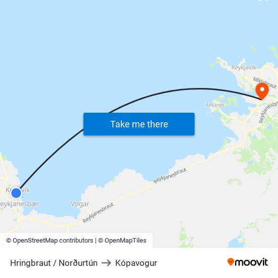 Hringbraut / Norðurtún to Kópavogur map