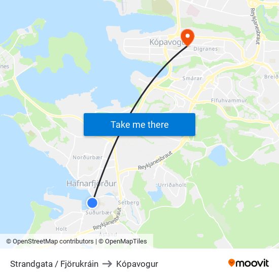Strandgata / Fjörukráin to Kópavogur map