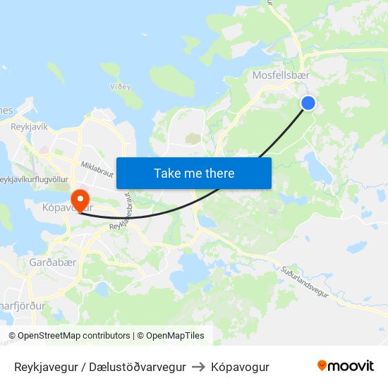 Reykjavegur / Dælustöðvarvegur to Kópavogur map