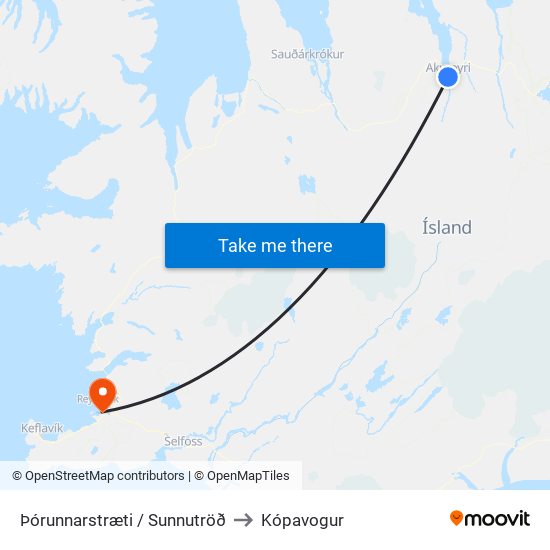 Þórunnarstræti / Sunnutröð to Kópavogur map