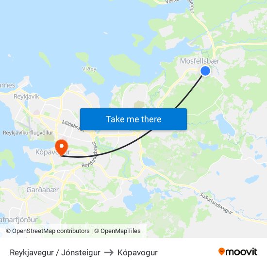 Reykjavegur / Jónsteigur to Kópavogur map