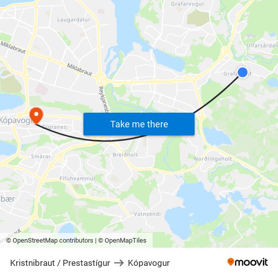 Kristnibraut / Prestastígur to Kópavogur map