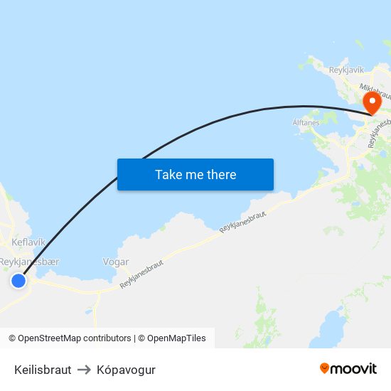 Keilisbraut to Kópavogur map