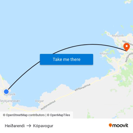 Heiðarendi to Kópavogur map