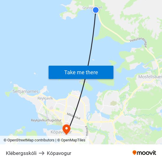 Klébergsskóli to Kópavogur map