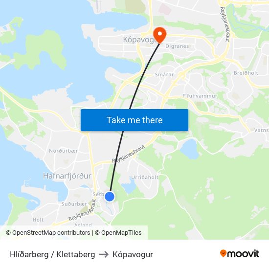 Hlíðarberg / Klettaberg to Kópavogur map