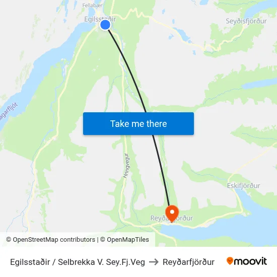 Egilsstaðir / Selbrekka V. Sey.Fj.Veg to Reyðarfjörður map