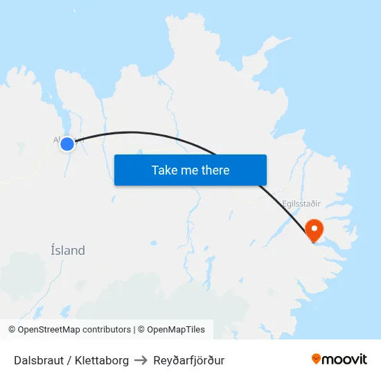 Dalsbraut / Klettaborg to Reyðarfjörður map