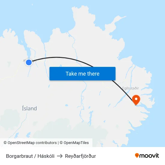 Borgarbraut / Háskóli to Reyðarfjörður map