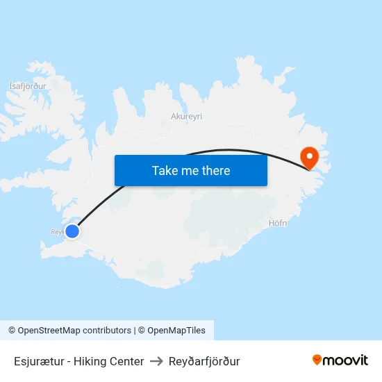 Esjurætur - Hiking Center to Reyðarfjörður map