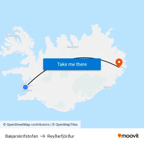 Bæjarskrifstofan to Reyðarfjörður map