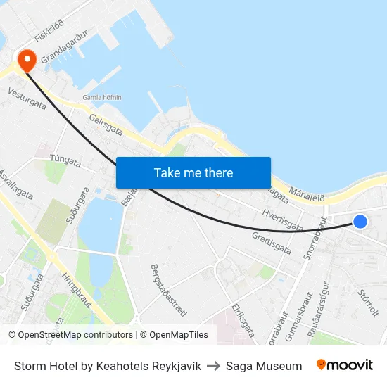 Storm Hotel by Keahotels Reykjavík to Saga Museum map