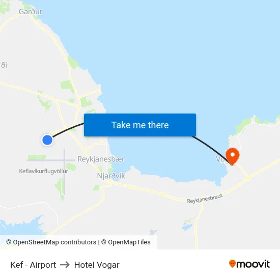Kef Komur / Arrivals to Hotel Vogar map