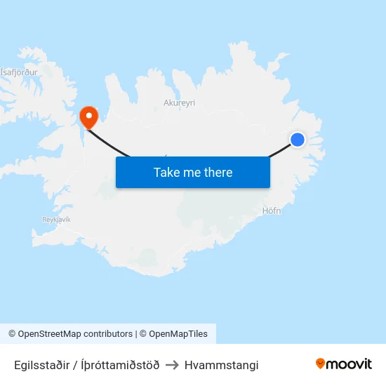 Egilsstaðir / Íþróttamiðstöð to Hvammstangi map