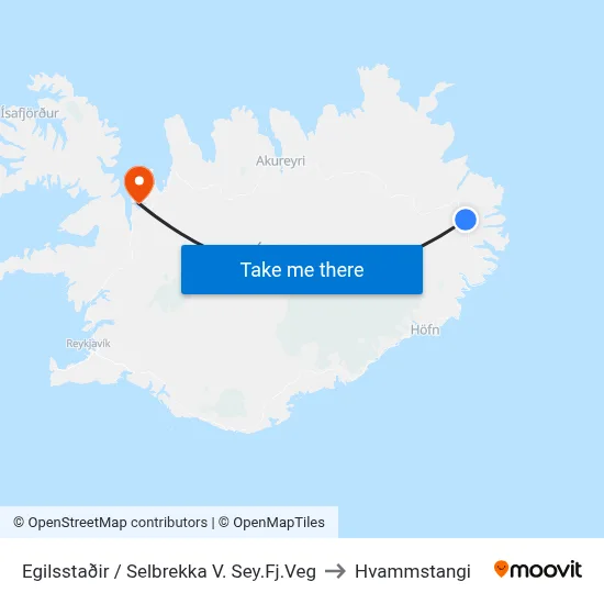 Egilsstaðir / Selbrekka V. Sey.Fj.Veg to Hvammstangi map