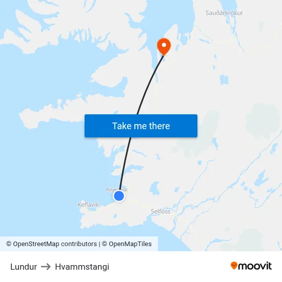 Lundur to Hvammstangi map
