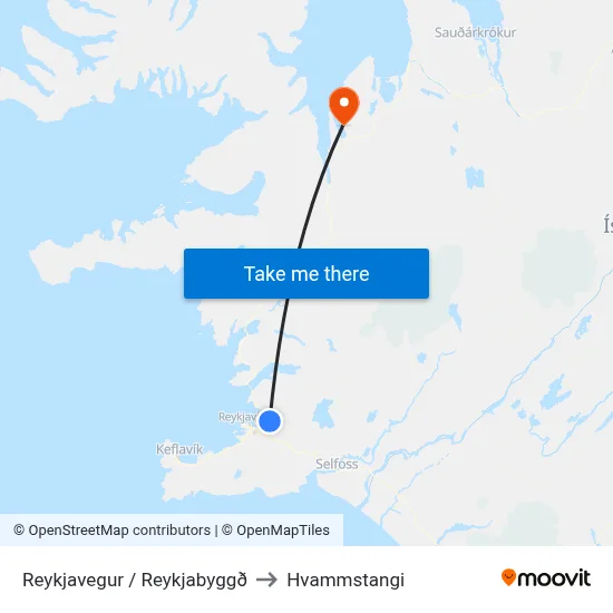 Reykjabyggð to Hvammstangi map