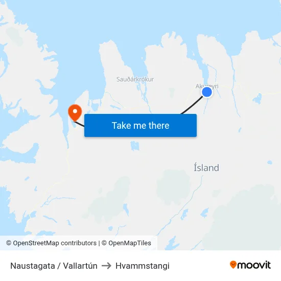 Naustagata / Vallartún to Hvammstangi map