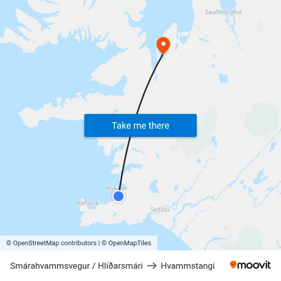 Smárahvammsvegur / Hlíðarsmári to Hvammstangi map