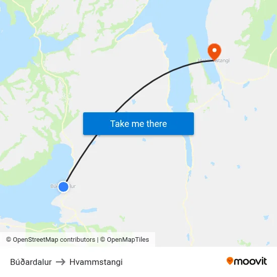 Búðardalur to Hvammstangi map