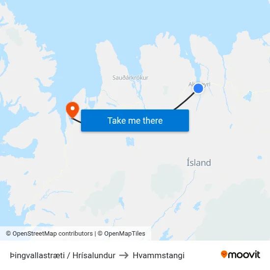 Þingvallastræti / Hrísalundur to Hvammstangi map