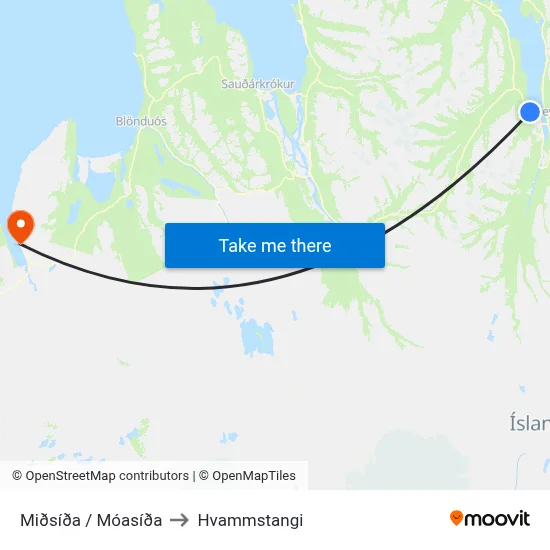 Miðsíða / Móasíða to Hvammstangi map