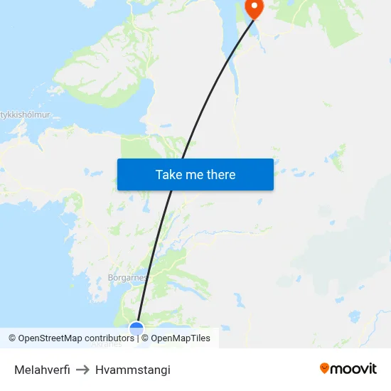 Melahverfi to Hvammstangi map