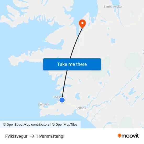 Fylkisvegur to Hvammstangi map