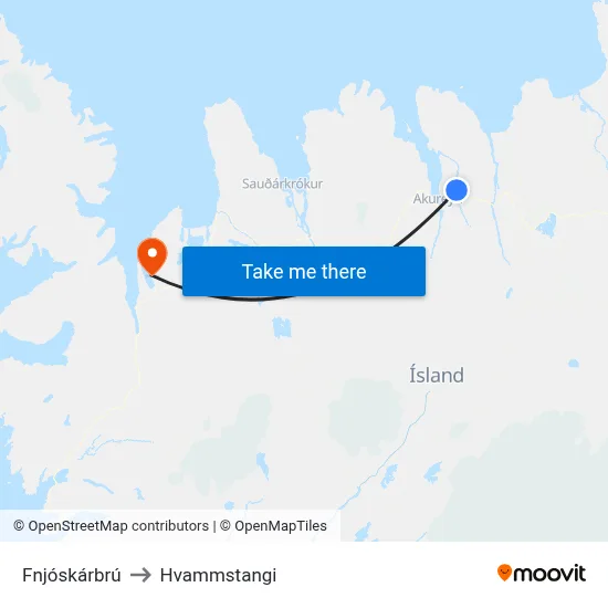 Fnjóskárbrú to Hvammstangi map