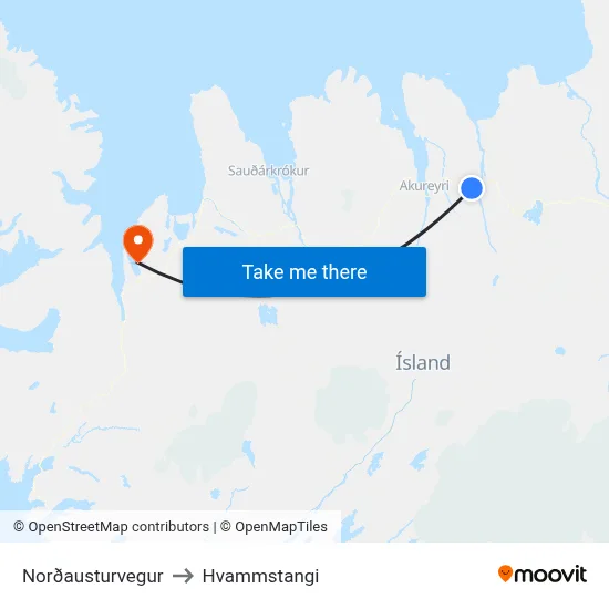 Norðausturvegur to Hvammstangi map