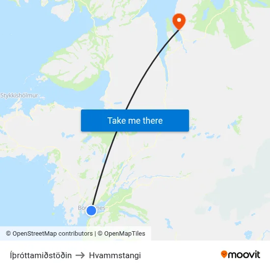Íþróttamiðstöðin to Hvammstangi map
