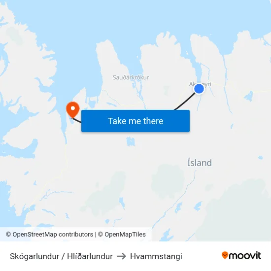 Skógarlundur / Hlíðarlundur to Hvammstangi map
