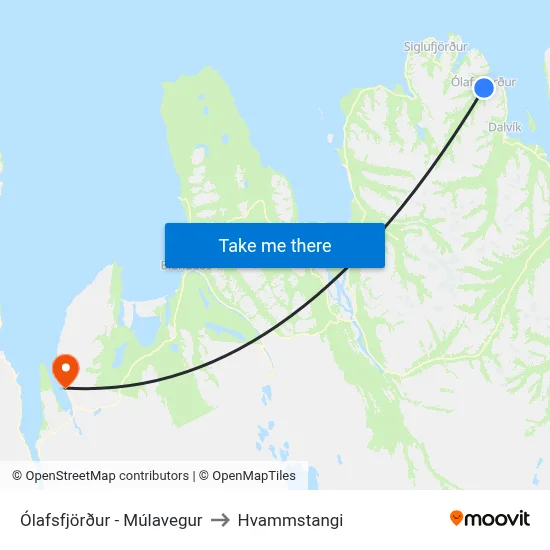 Ólafsfjörður - Múlavegur to Hvammstangi map