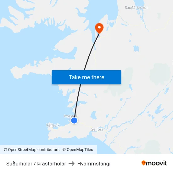 Suðurhólar / Þrastarhólar to Hvammstangi map