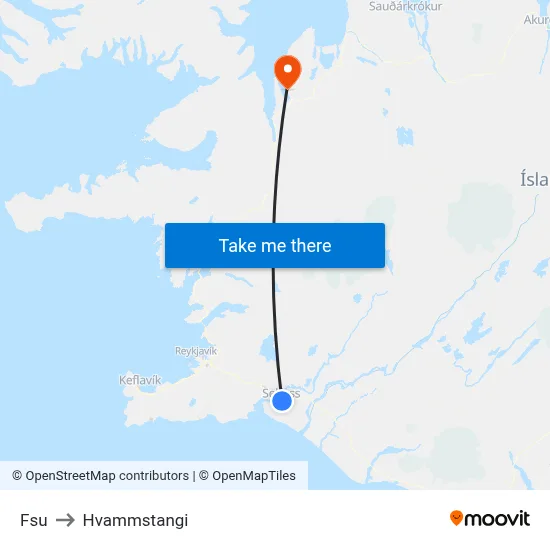 Fsu to Hvammstangi map