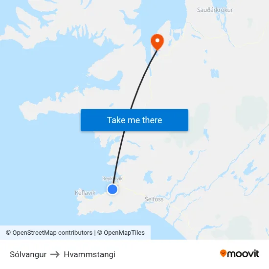 Sólvangur to Hvammstangi map