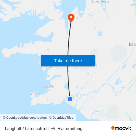 Langholt / Larensstræti to Hvammstangi map